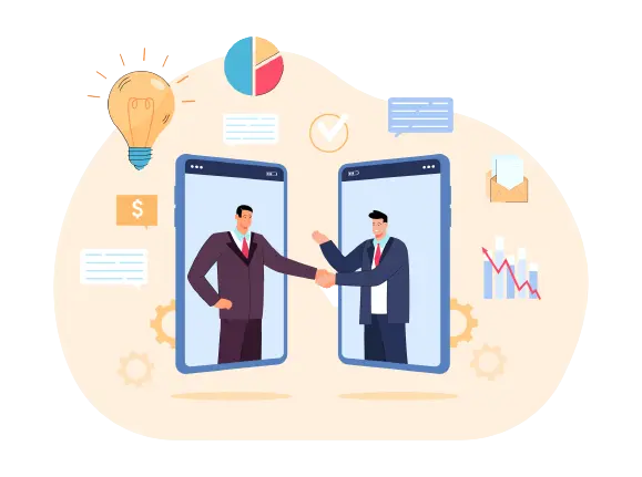 Business men signing contract online